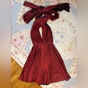 Las Pepas Convertible Infinity Dress Red & Burgundy | 00